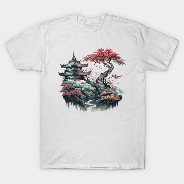 Japanese temple in bloom T-Shirt by TheKiziox